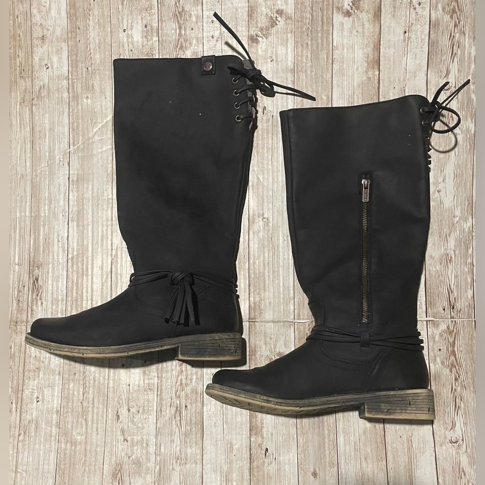 Roxy Women's Rider Motorcycle Distressed Tall Boots Black Shoes 8 - Picture 9 of 15